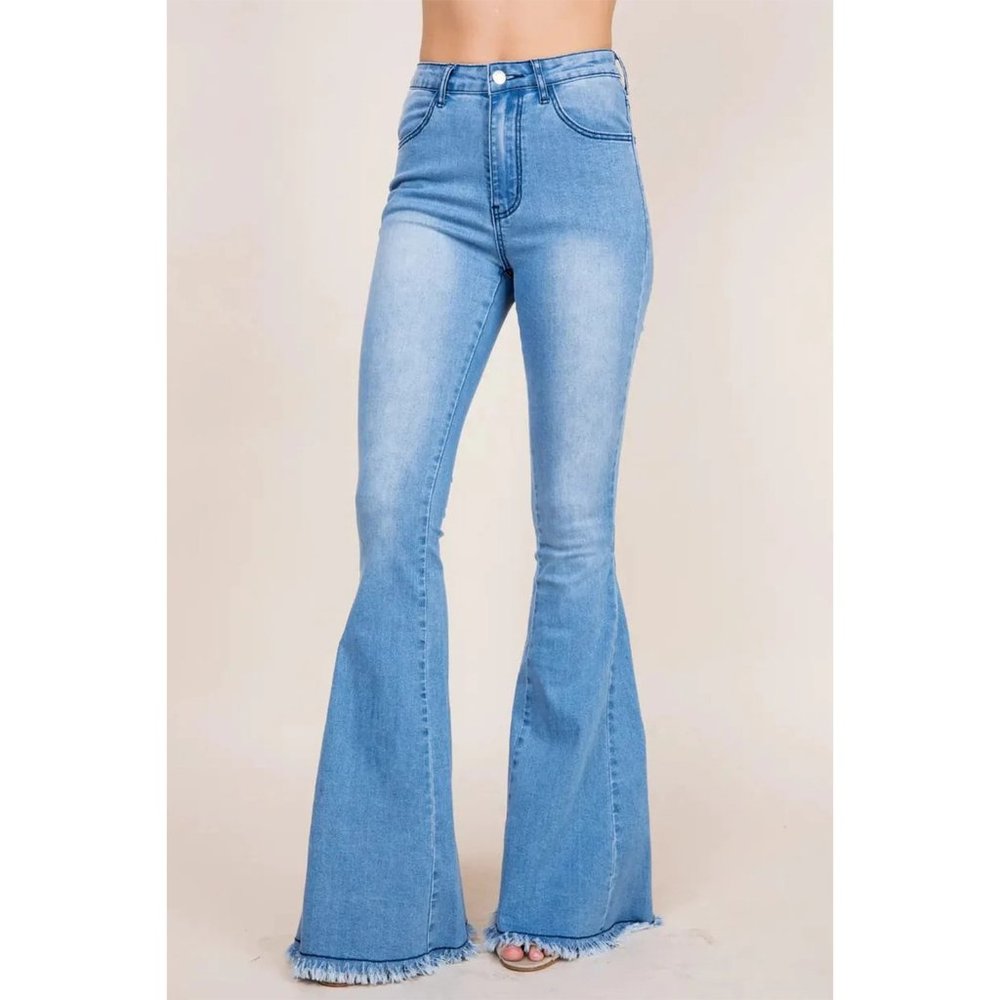 Saints and Hearts Light Denim Flare Bell Bottom Fringe Jeans - NEVER WORN!